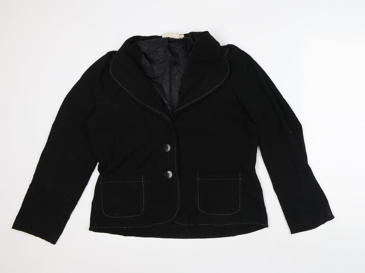 EWM Womens Black Striped Jacket Blazer Size 14