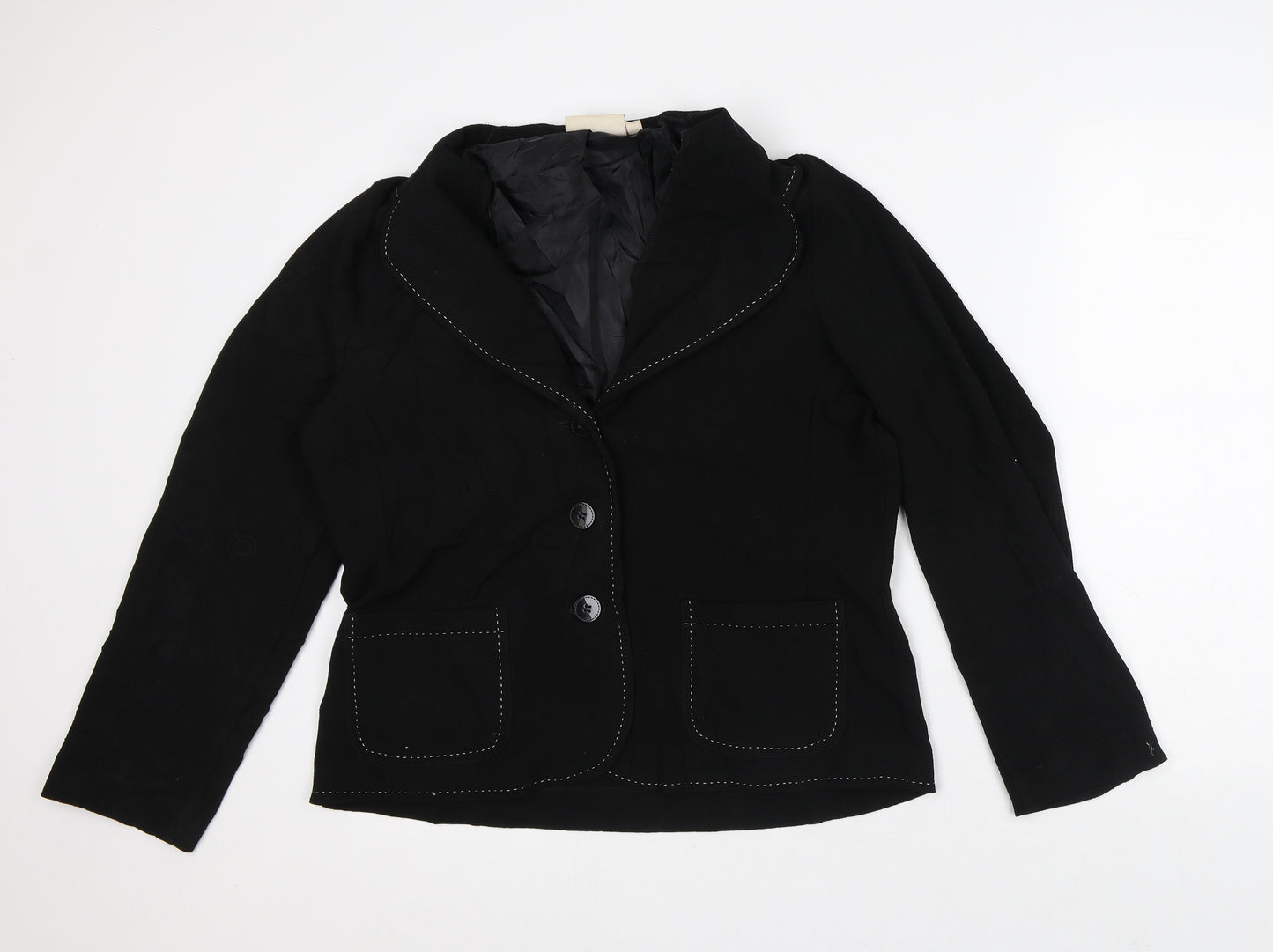 EWM Womens Black Striped Jacket Blazer Size 14