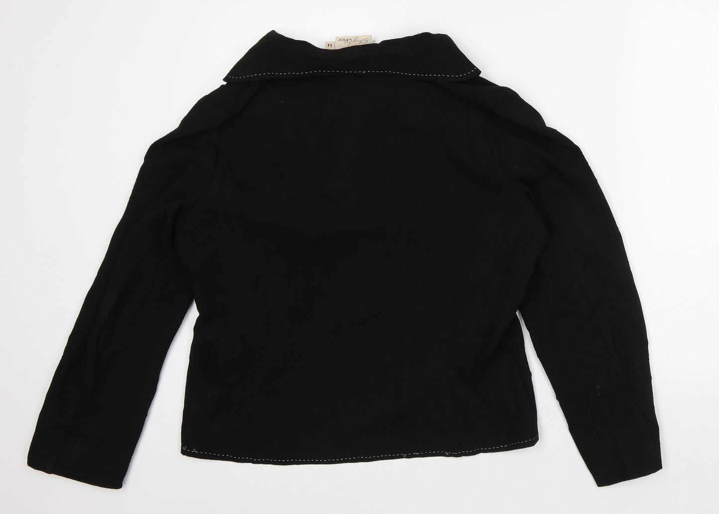 EWM Womens Black Striped Jacket Blazer Size 14