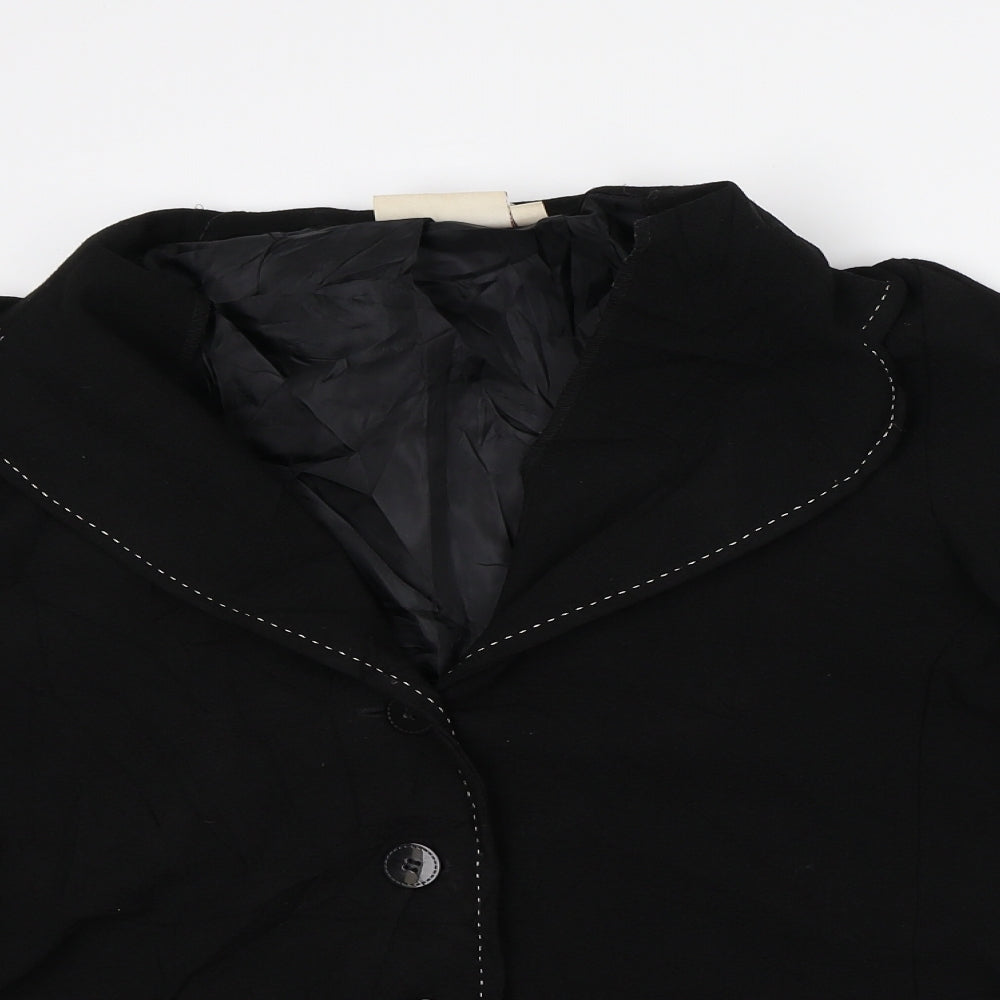 EWM Womens Black Striped Jacket Blazer Size 14