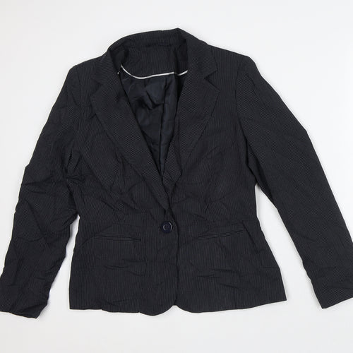 F&F Womens Black Striped Jacket Blazer Size 14