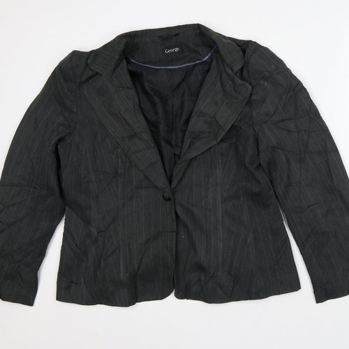 George Womens Grey Striped Jacket Blazer Size 18