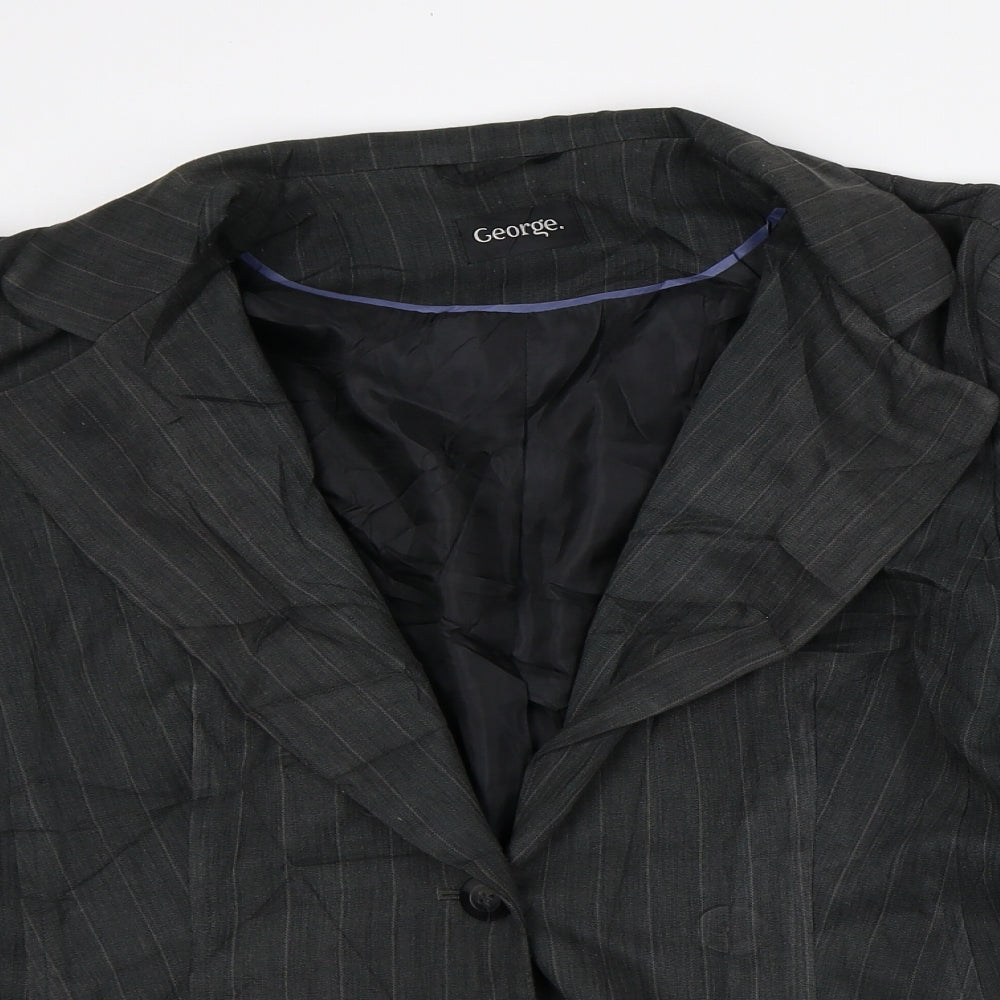 George Womens Grey Striped Jacket Blazer Size 18