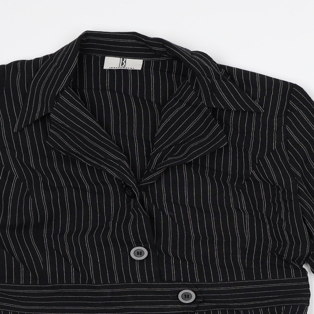 Independent Womens Black Striped Polyester Jacket Dress Size 12 Collared