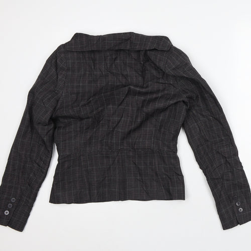 Evie Collection Womens Brown Plaid Jacket Blazer Size 12