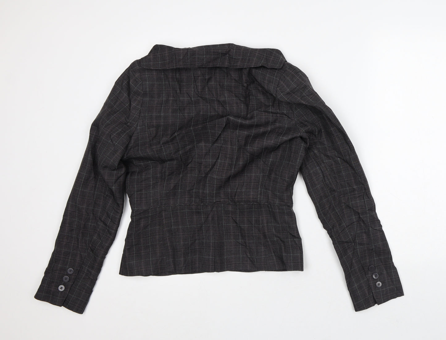 Evie Collection Womens Brown Plaid Jacket Blazer Size 12