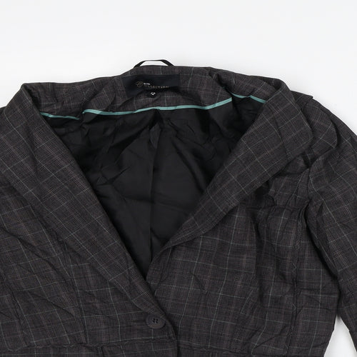 Evie Collection Womens Brown Plaid Jacket Blazer Size 12
