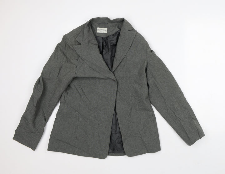 Internacionale Womens Grey Geometric Jacket Blazer Size 12