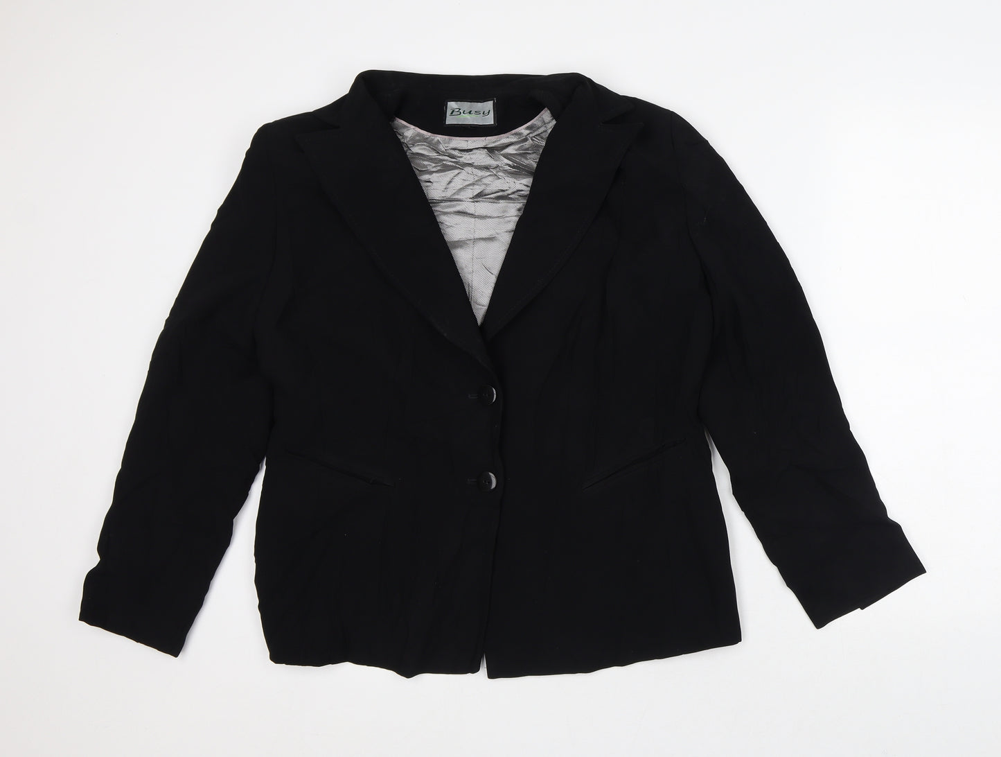 Busy Womens Black Jacket Blazer Size L