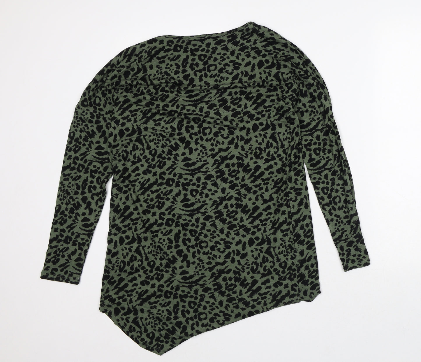 Papaya Womens Green Animal Print Viscose T-Shirt Dress Size S Round Neck