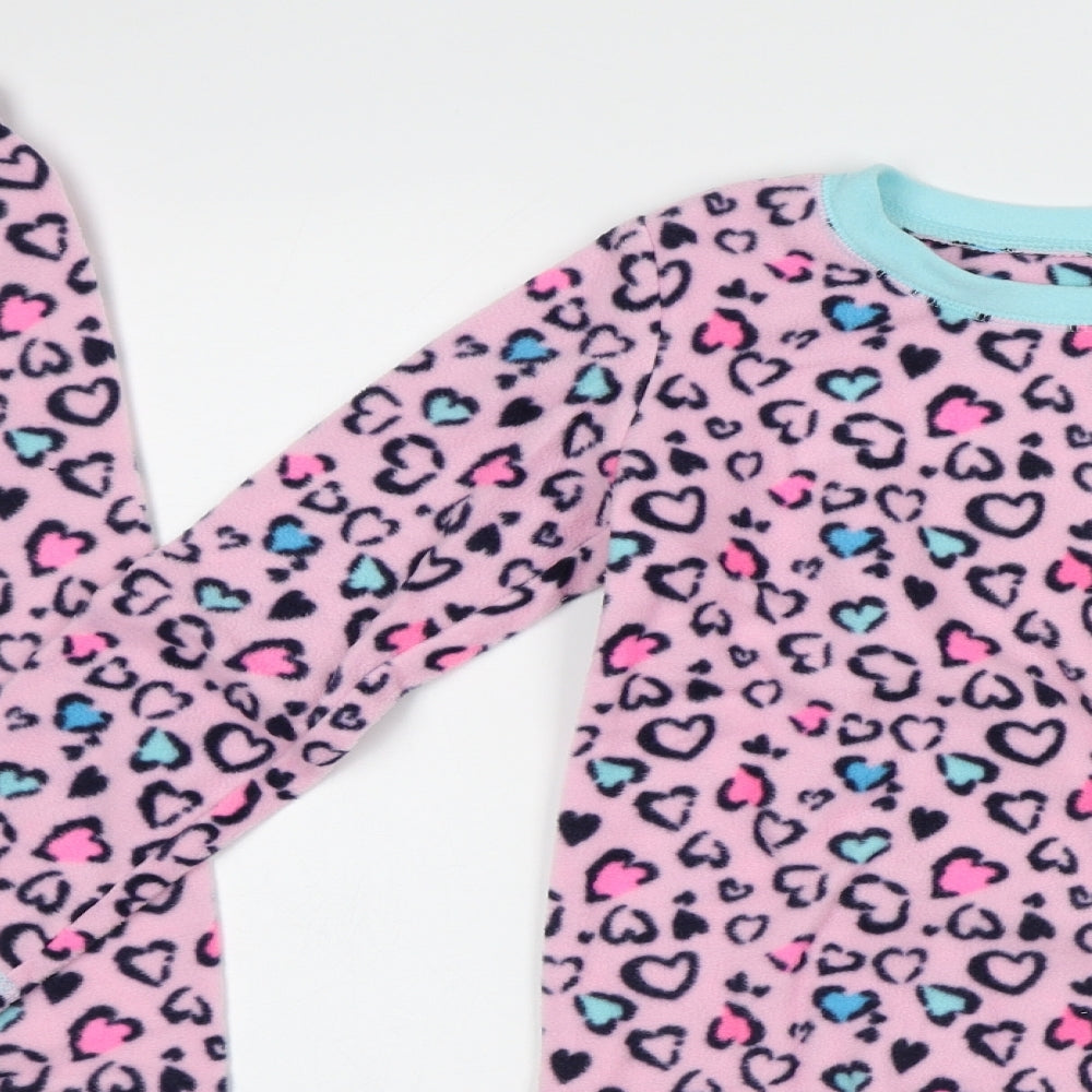 Dunnes Stores Girls Pink Geometric Polyester Top Pyjama Set Size 8-9 Years