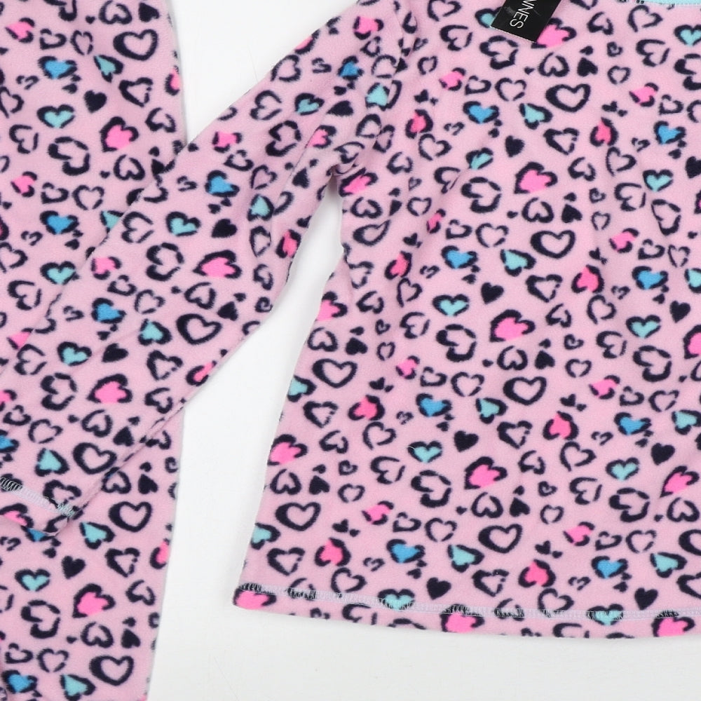 Dunnes Stores Girls Pink Geometric Polyester Top Pyjama Set Size 8-9 Years