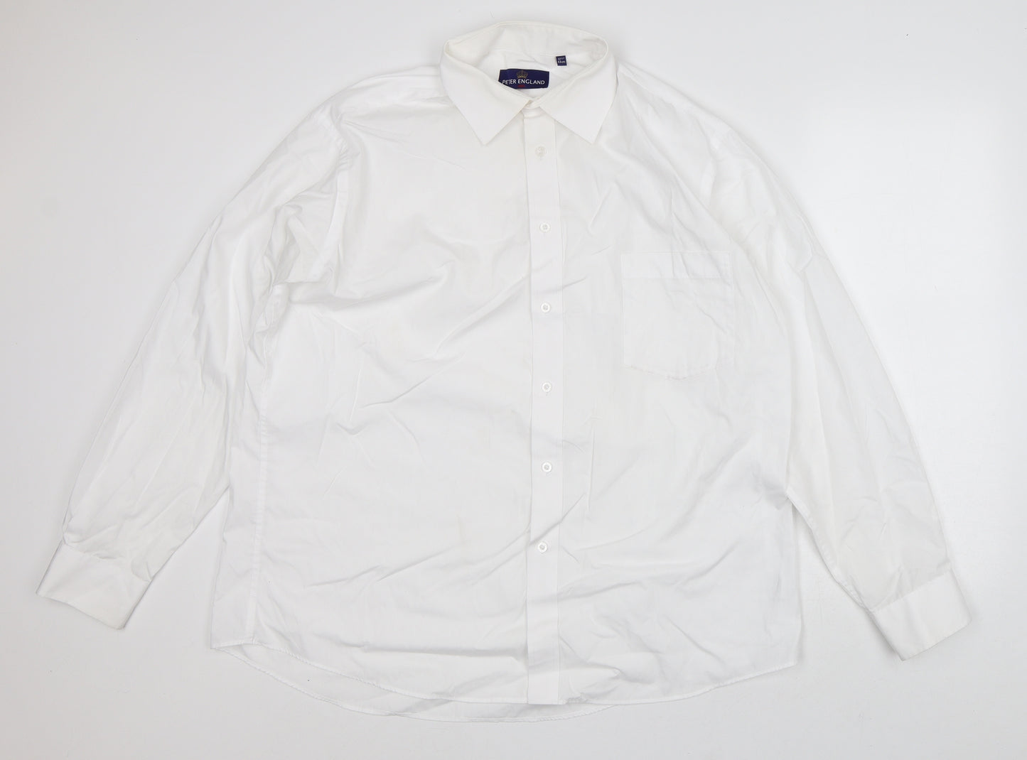 Peter England Mens White Cotton Dress Shirt Size XL Collared