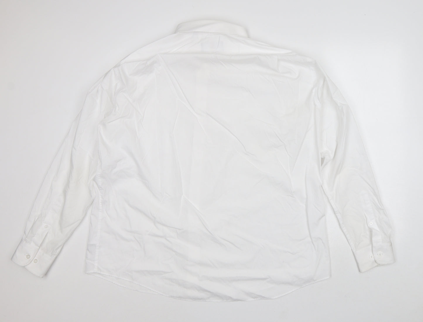 Peter England Mens White Cotton Dress Shirt Size XL Collared
