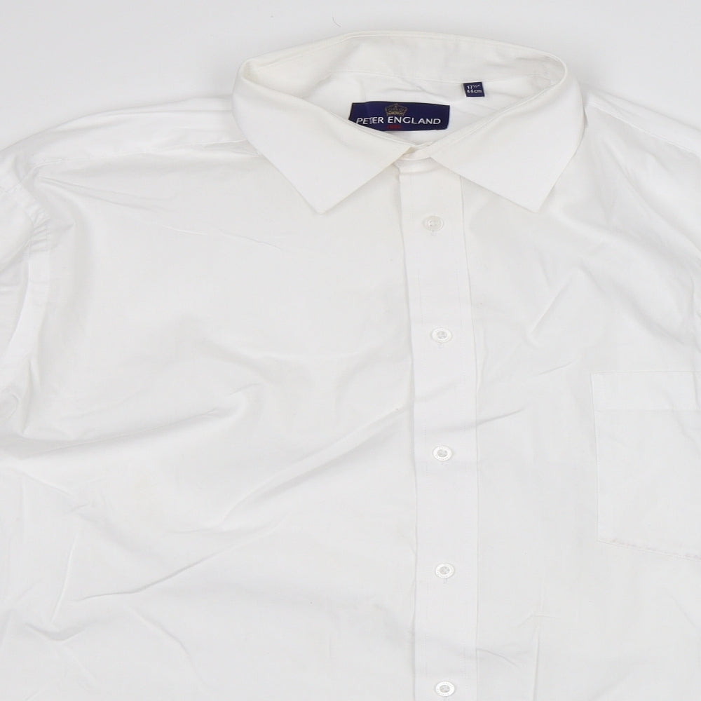 Peter England Mens White Cotton Dress Shirt Size XL Collared