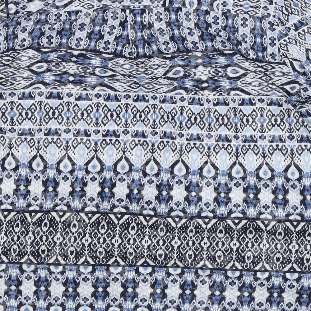 F&F Womens Blue Geometric Polyester Tunic Blouse Size 20 V-Neck