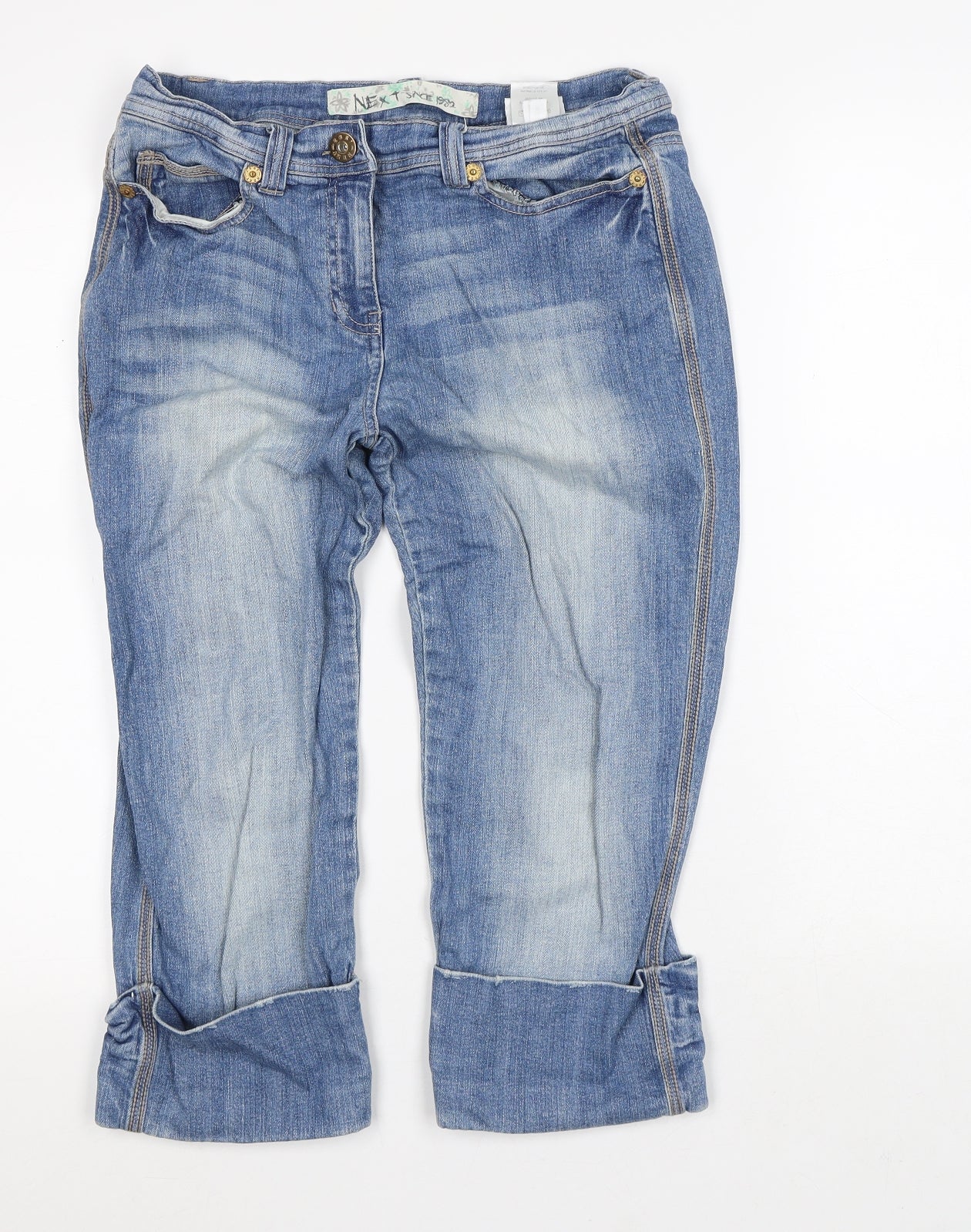 NEXT Womens Blue Cotton Cropped Jeans Size 12 L20 in Regular