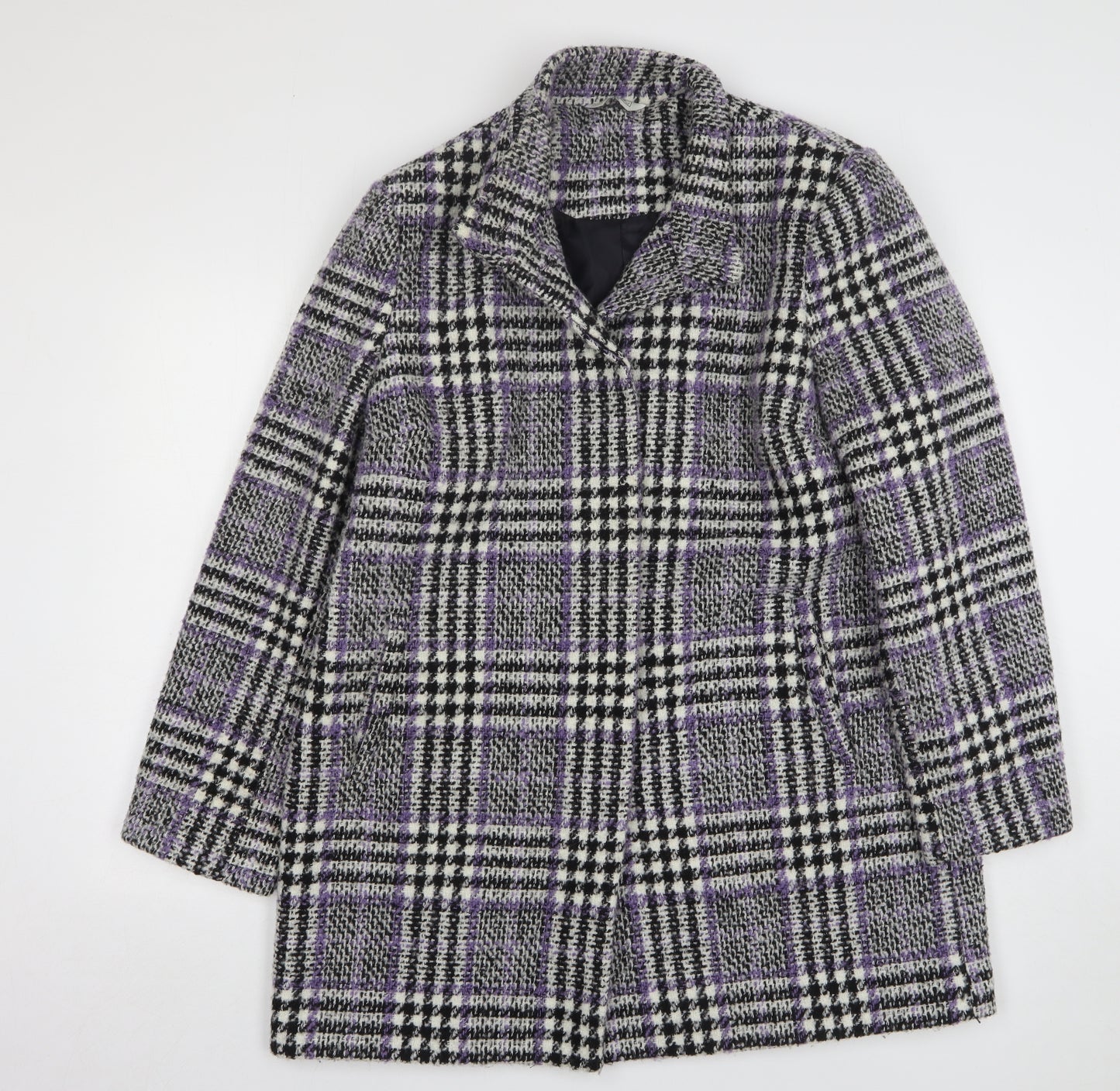 Classic Womens Multicoloured Houndstooth Overcoat Coat Size 16