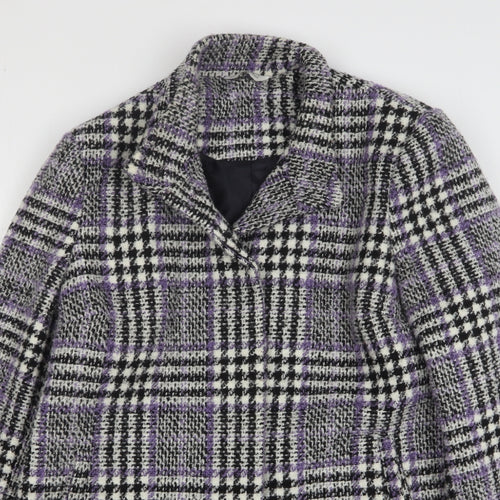 Classic Womens Multicoloured Houndstooth Overcoat Coat Size 16