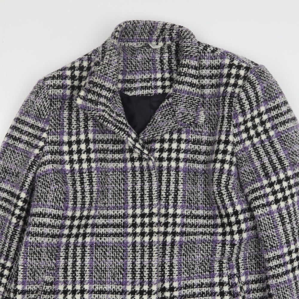 Classic Womens Multicoloured Houndstooth Overcoat Coat Size 16