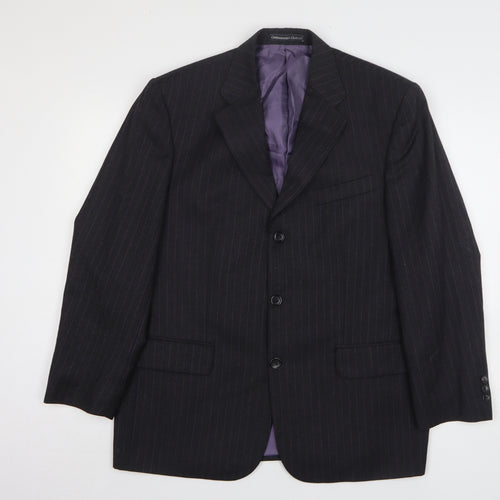 Greenwoods Mens Grey Striped Wool Jacket Suit Jacket Size 42