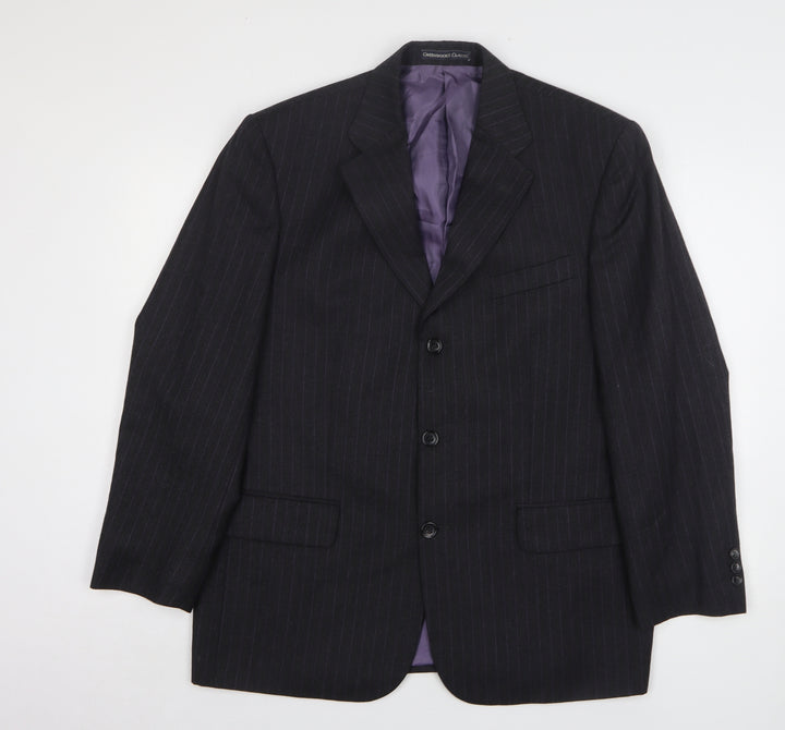 Greenwoods Mens Grey Striped Wool Jacket Suit Jacket Size 42