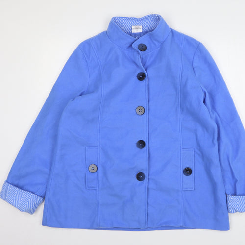 Anne De Lancay Womens Blue Overcoat Coat Size M