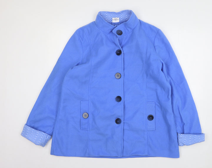 Anne De Lancay Womens Blue Overcoat Coat Size M