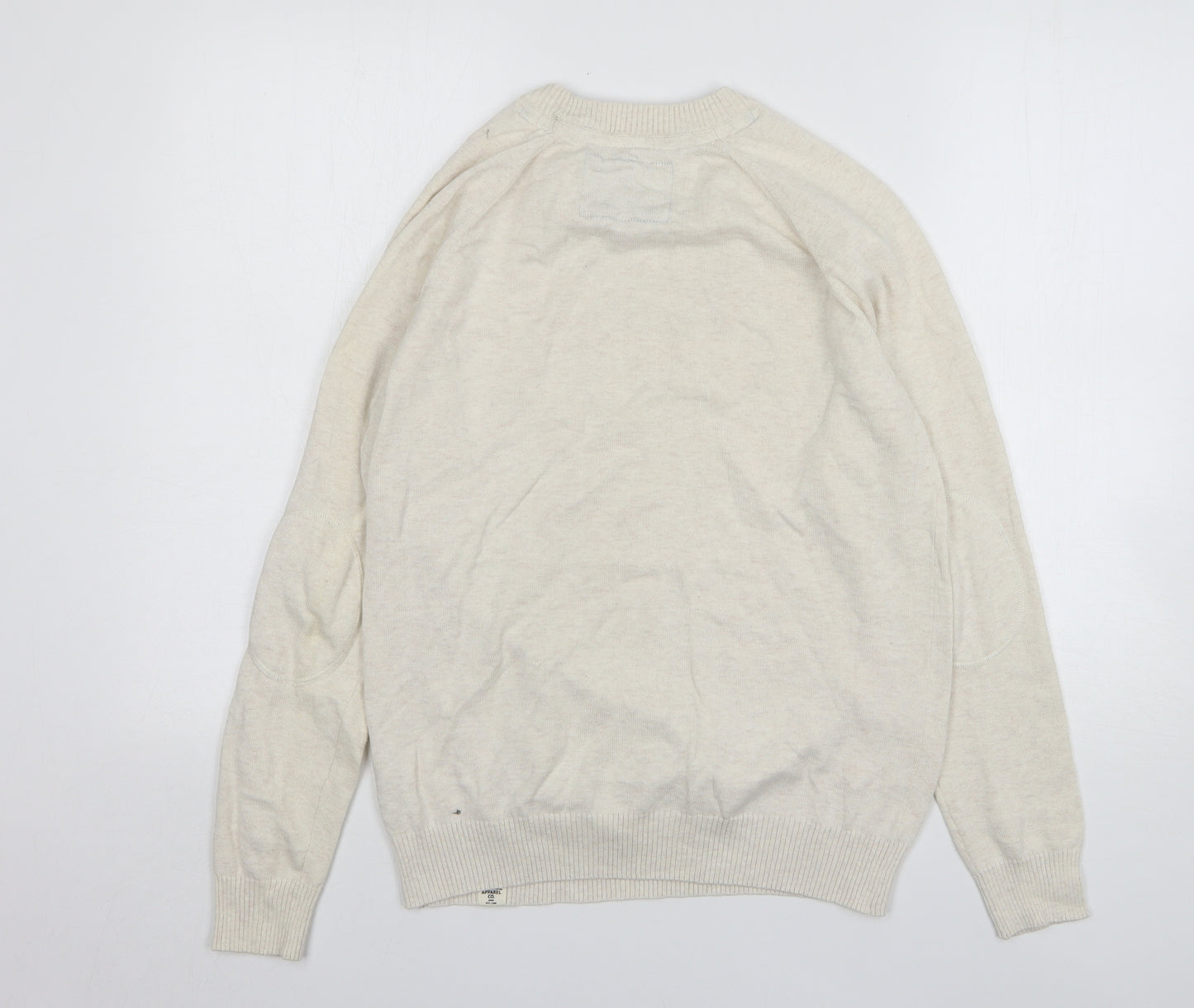 Cedar Wood State Mens Beige Round Neck Cotton Pullover Jumper Size M
