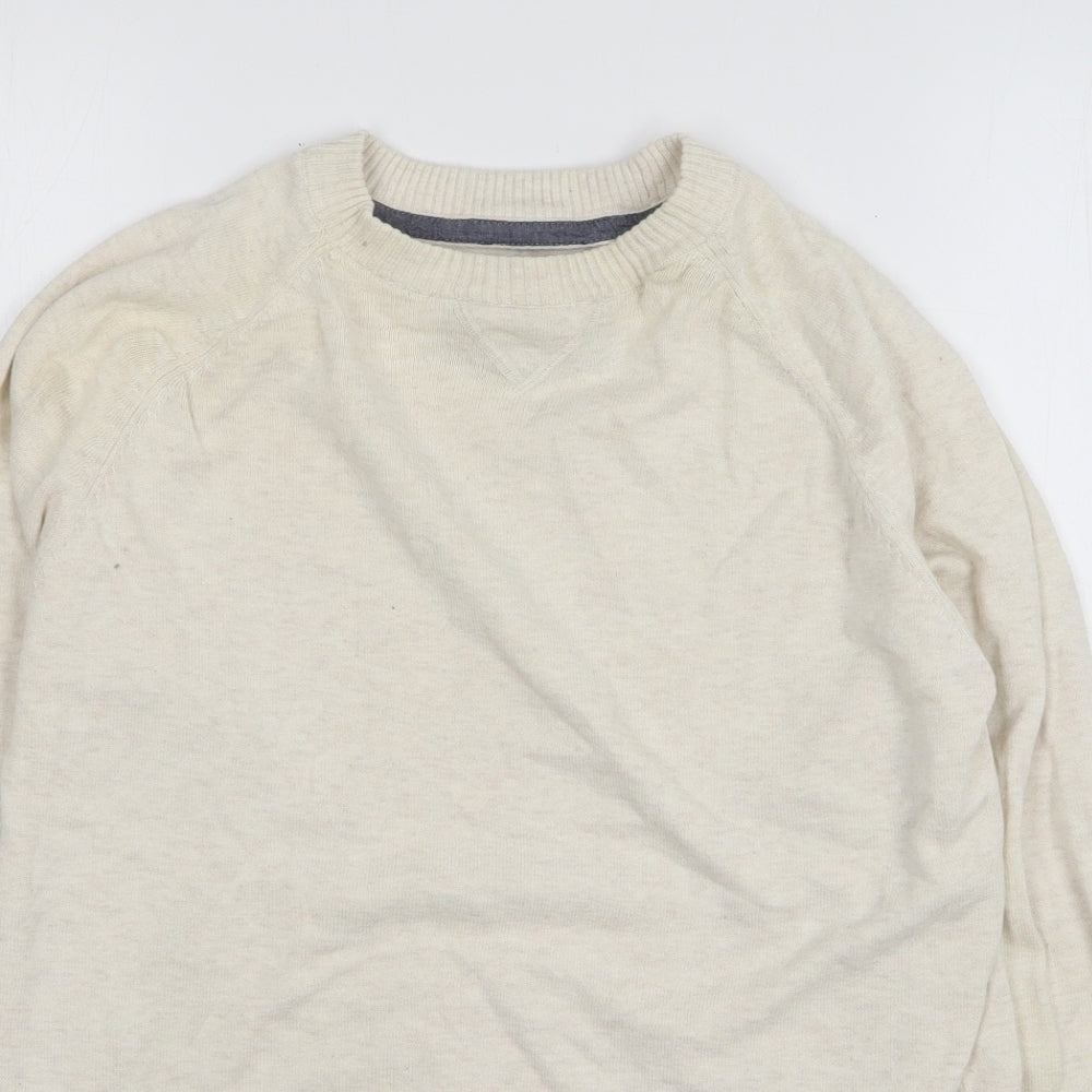 Cedar Wood State Mens Beige Round Neck Cotton Pullover Jumper Size M