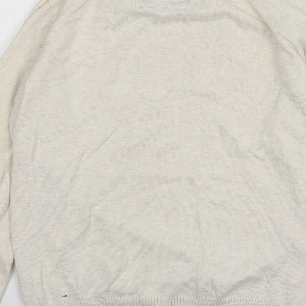 Cedar Wood State Mens Beige Round Neck Cotton Pullover Jumper Size M