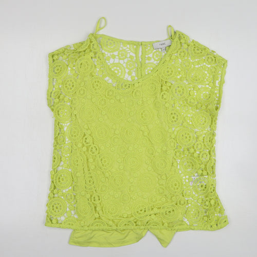 NEXT Womens Green Geometric Polyester Basic Blouse Size 10 Round Neck