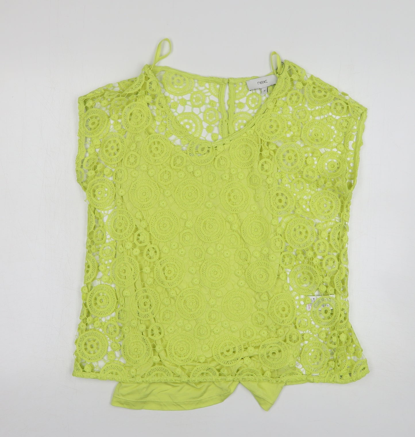 NEXT Womens Green Geometric Polyester Basic Blouse Size 10 Round Neck