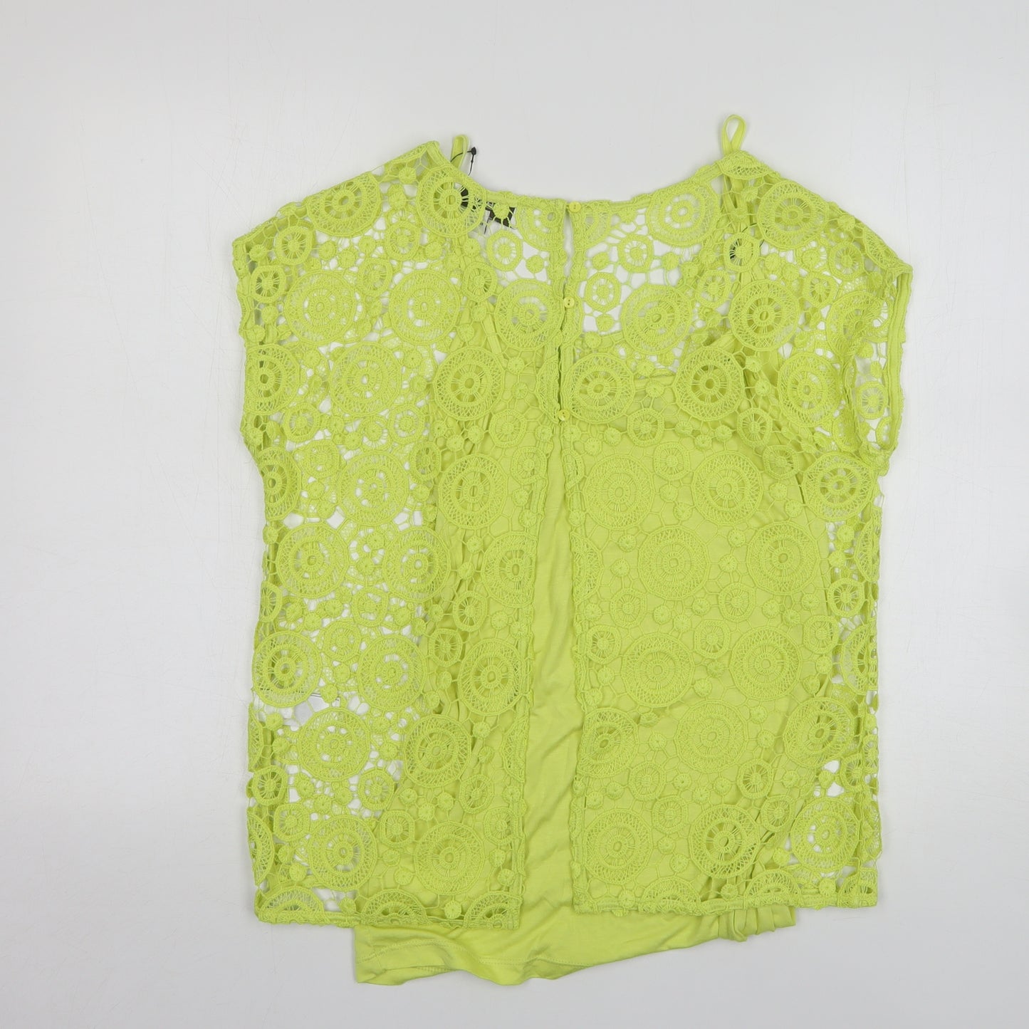 NEXT Womens Green Geometric Polyester Basic Blouse Size 10 Round Neck