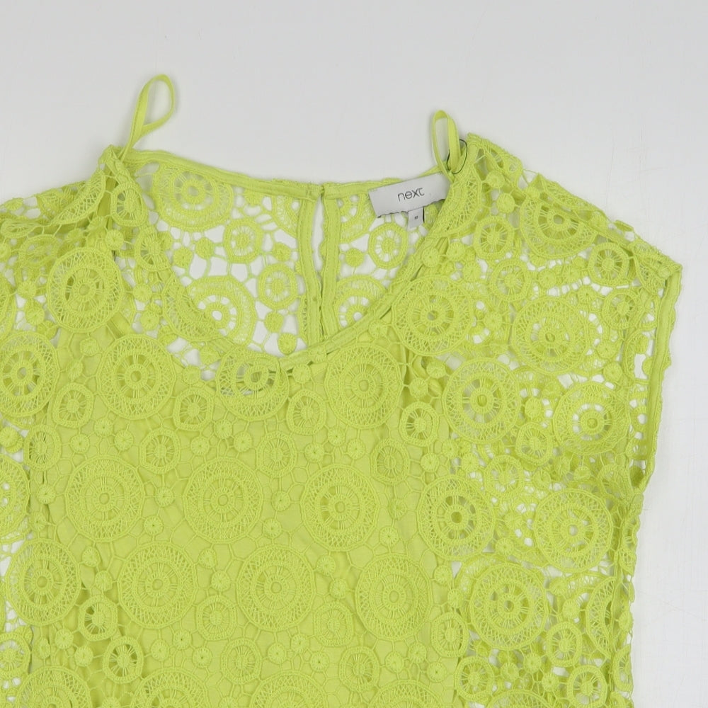 NEXT Womens Green Geometric Polyester Basic Blouse Size 10 Round Neck