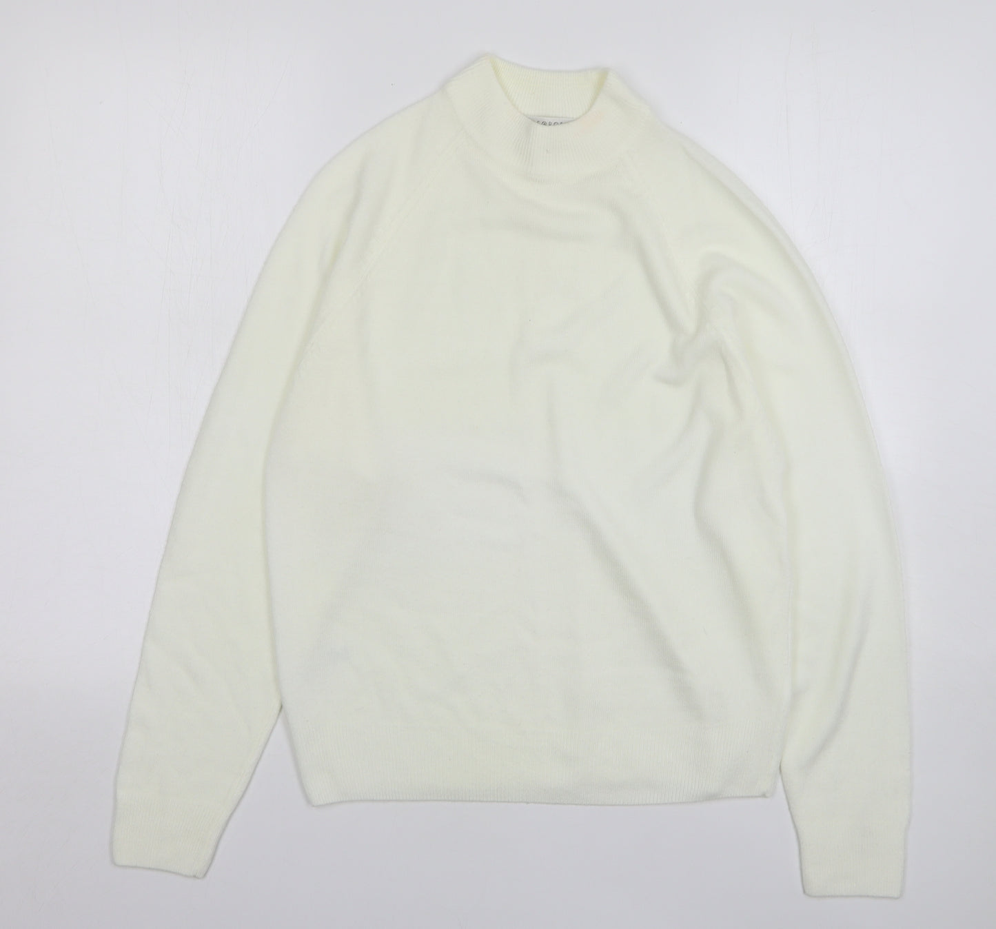 George Womens Ivory High Neck Acrylic Pullover Jumper Size 12