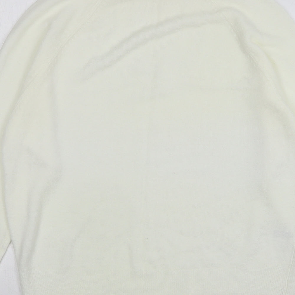 George Womens Ivory High Neck Acrylic Pullover Jumper Size 12
