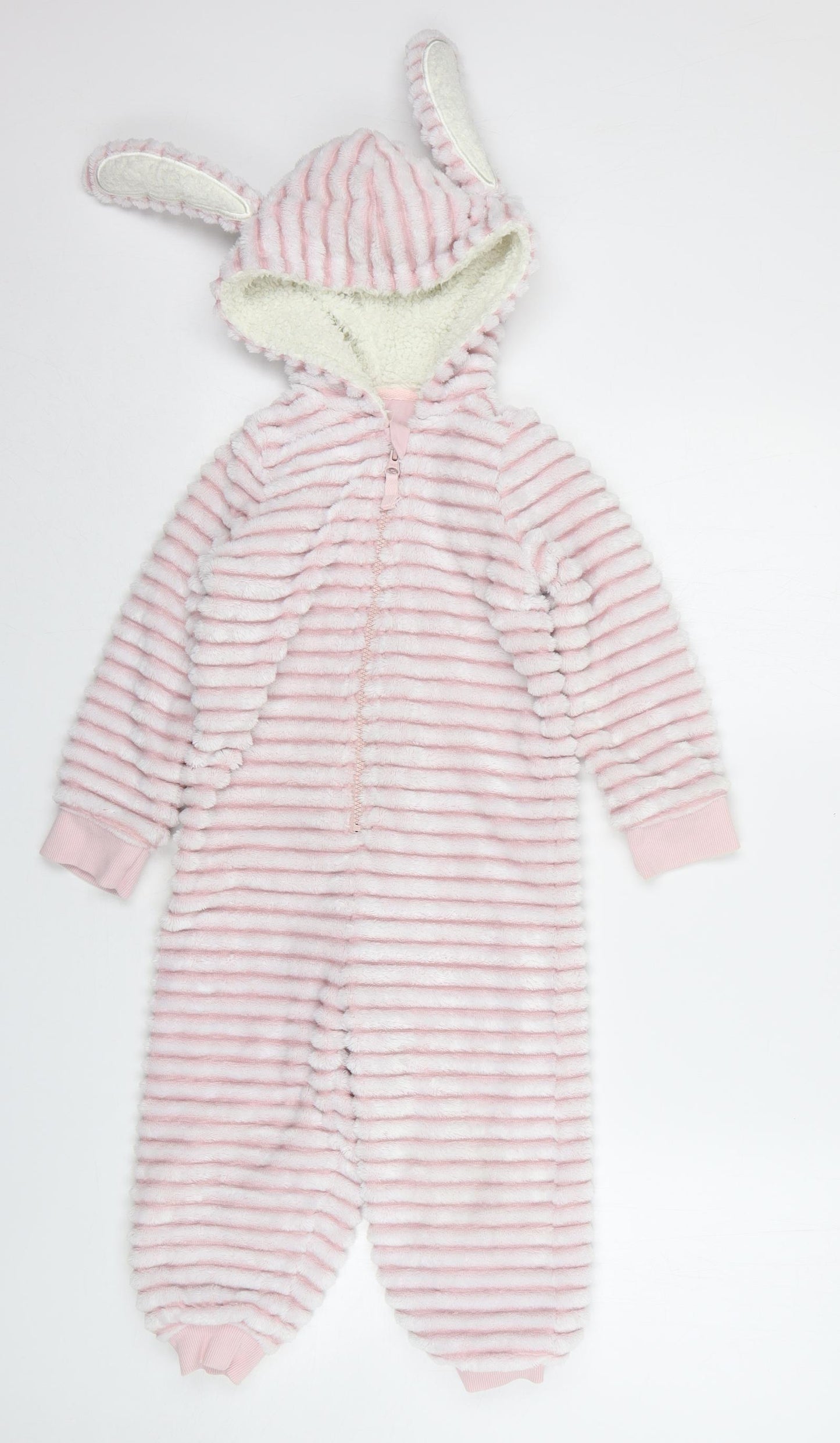 Marks and Spencer Girls Pink Striped Polyester Kimono One Piece Size 3-4 Years