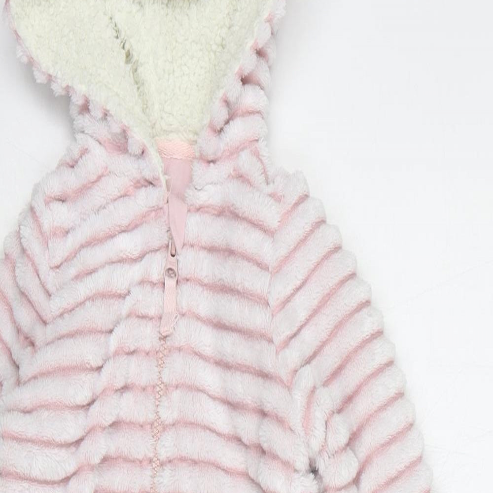 Marks and Spencer Girls Pink Striped Polyester Kimono One Piece Size 3-4 Years