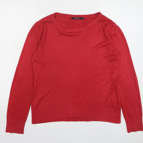 Atmosphere Womens Red Round Neck Polyester Pullover Jumper Size 14