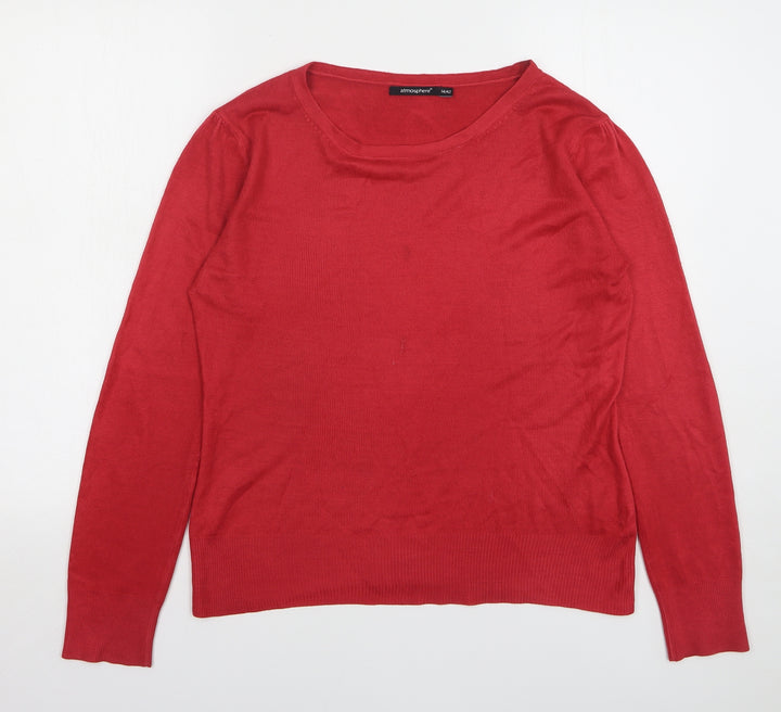 Atmosphere Womens Red Round Neck Polyester Pullover Jumper Size 14