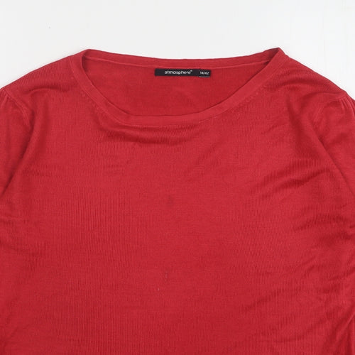 Atmosphere Womens Red Round Neck Polyester Pullover Jumper Size 14