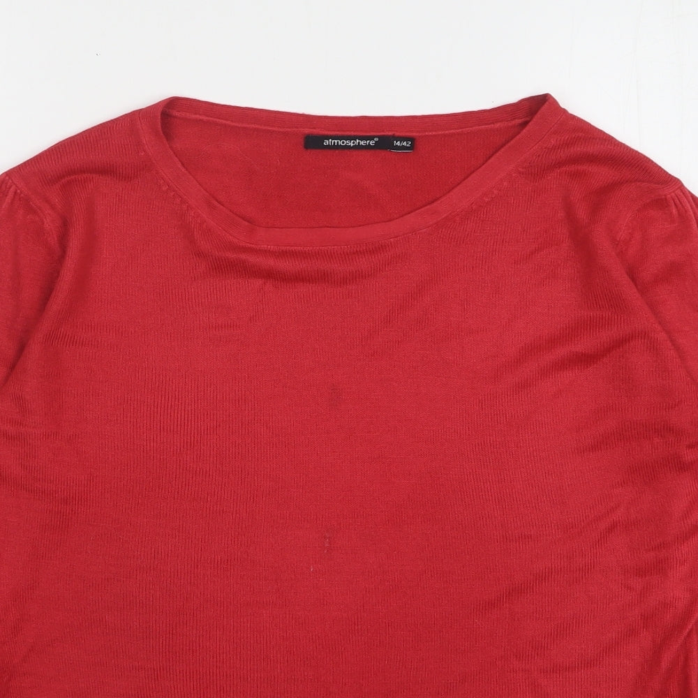Atmosphere Womens Red Round Neck Polyester Pullover Jumper Size 14