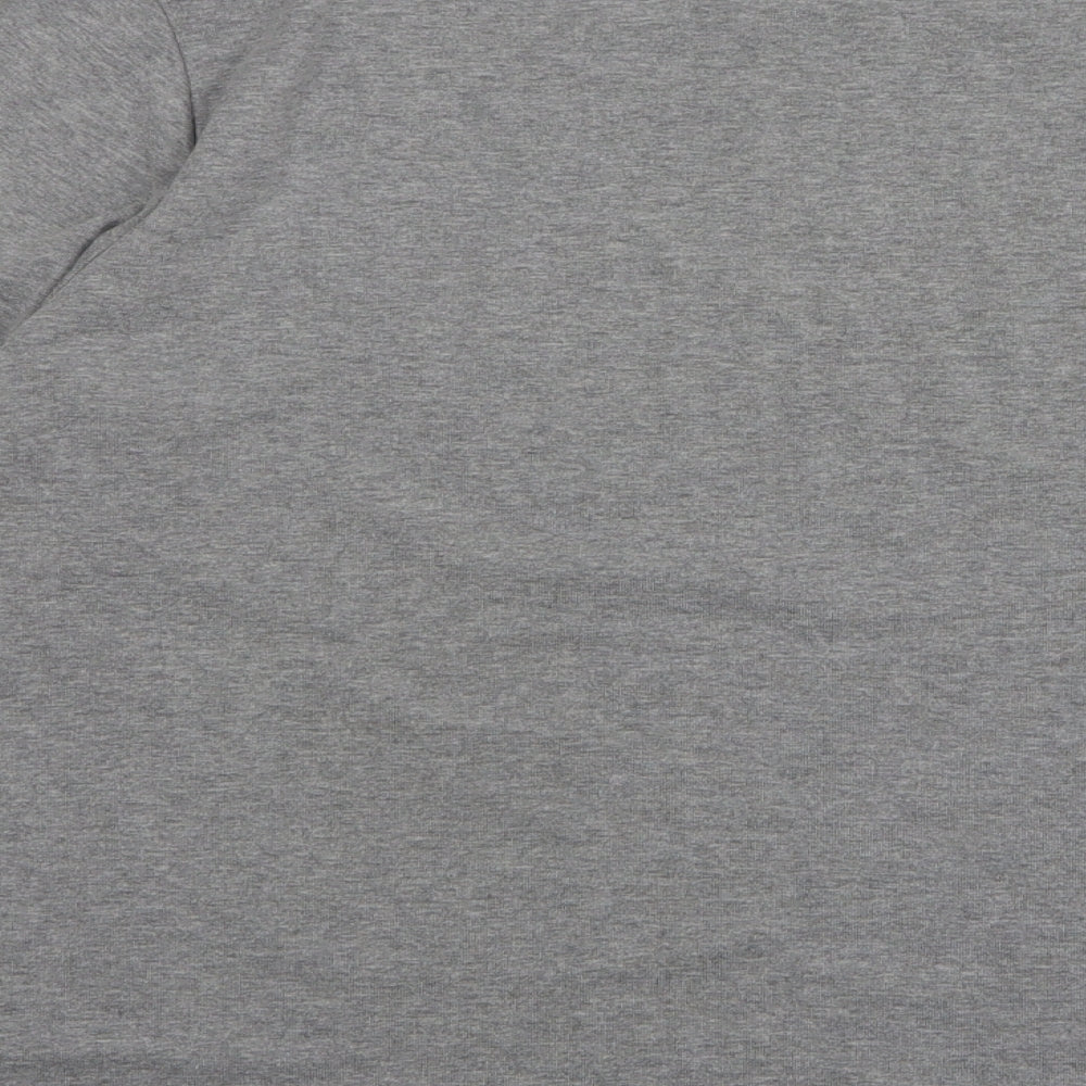 Bonmarché Womens Grey Striped Polyester Basic T-Shirt Size L Round Neck