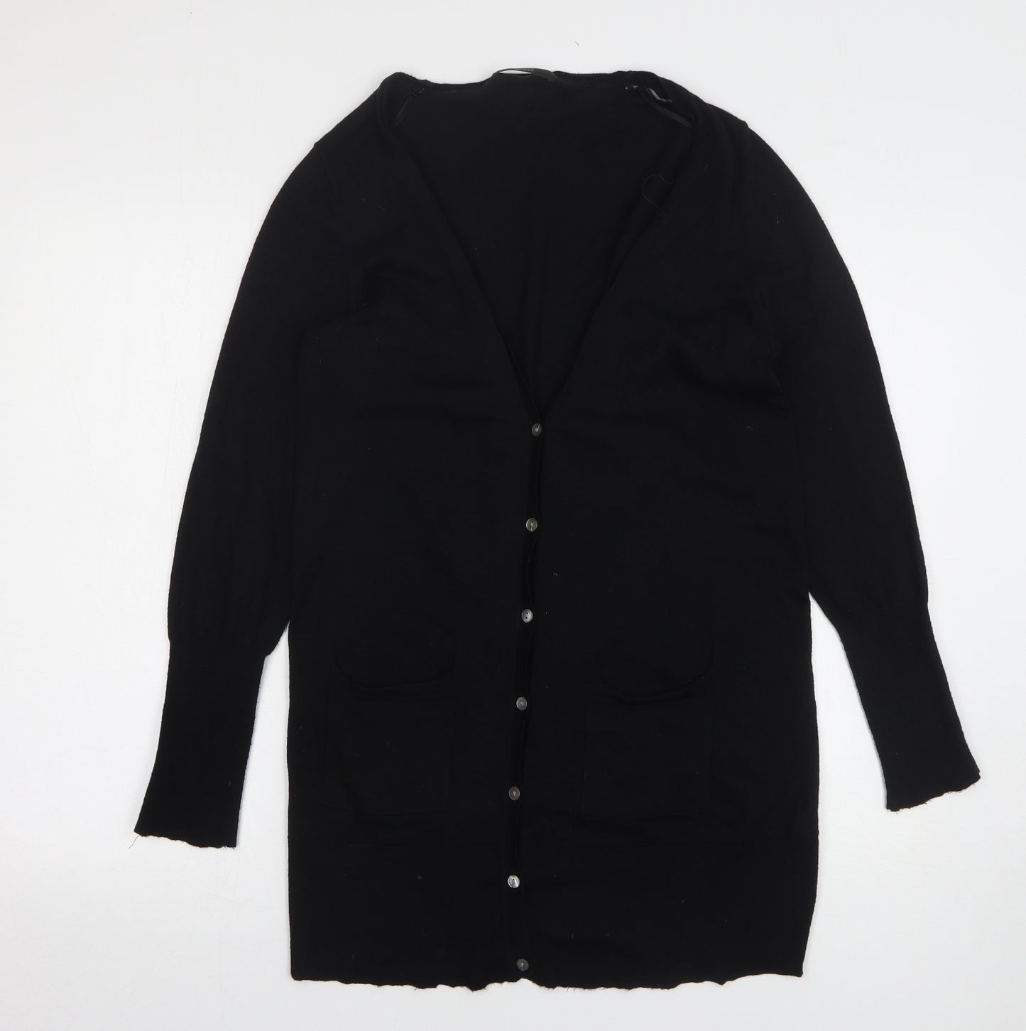 Marks and Spencer Womens Black V-Neck Polyamide Cardigan Jumper Size 16
