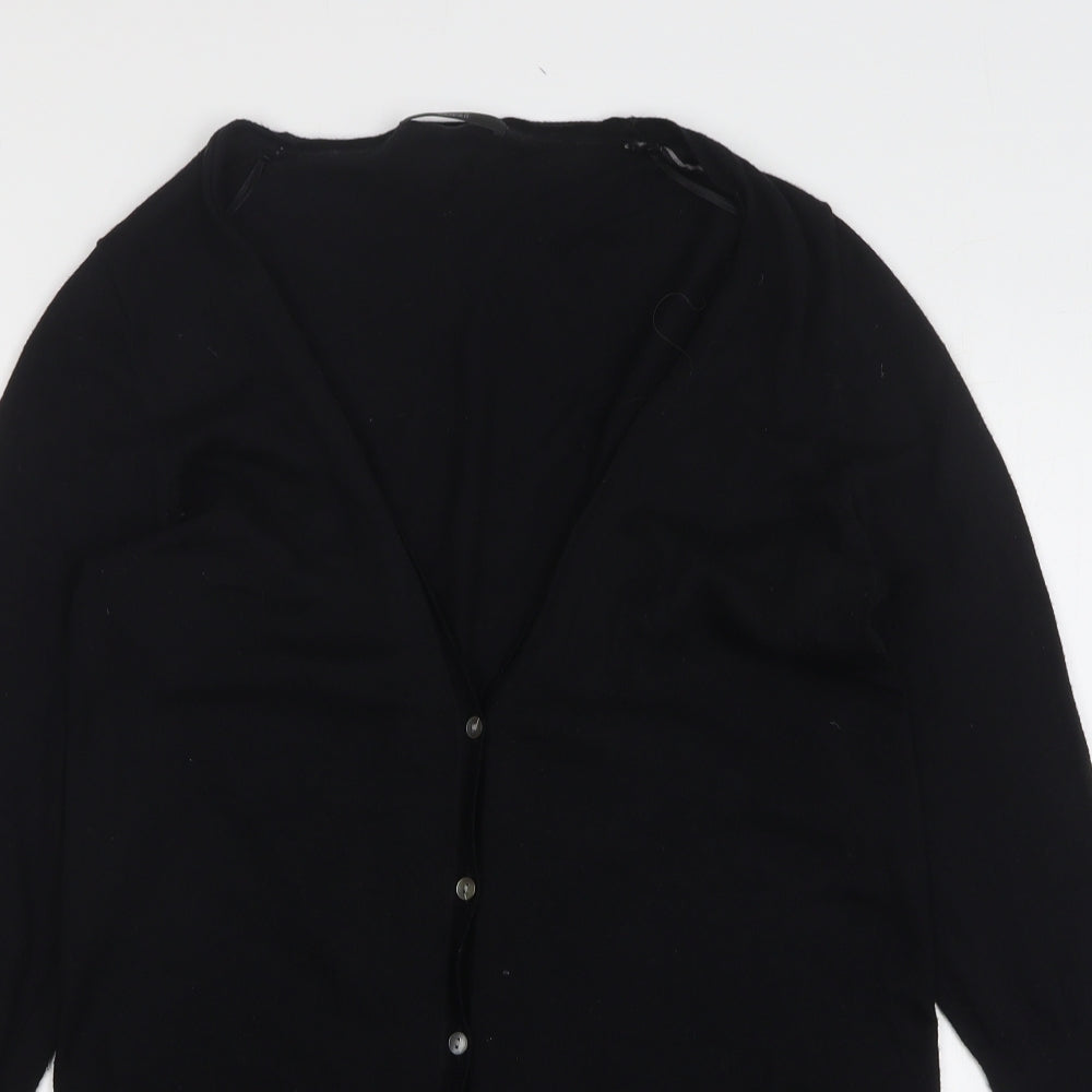 Marks and Spencer Womens Black V-Neck Polyamide Cardigan Jumper Size 16