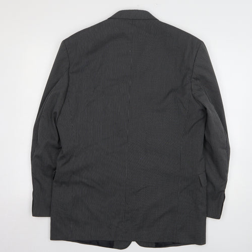Willson Mens Grey Striped Polyester Jacket Suit Jacket Size 40