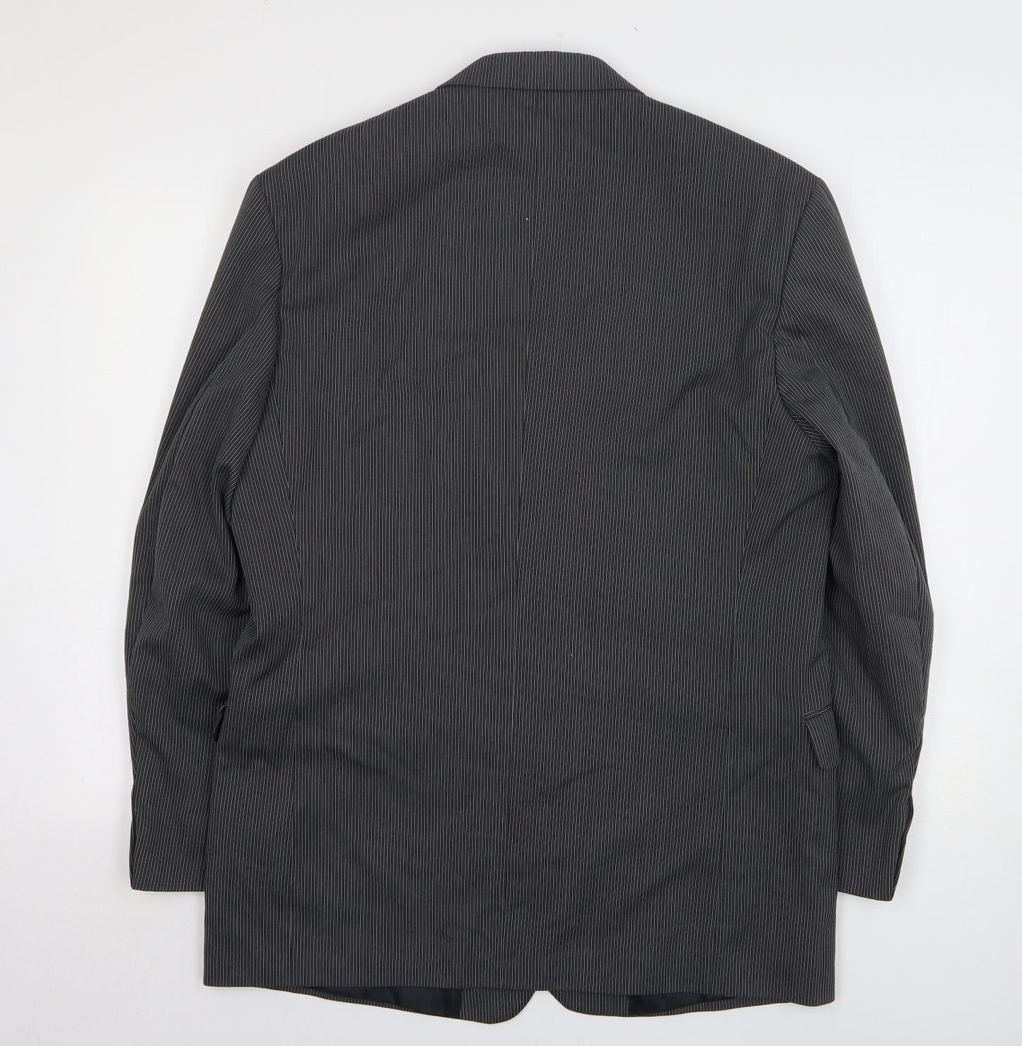 Willson Mens Grey Striped Polyester Jacket Suit Jacket Size 40