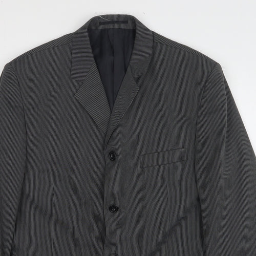 Willson Mens Grey Striped Polyester Jacket Suit Jacket Size 40