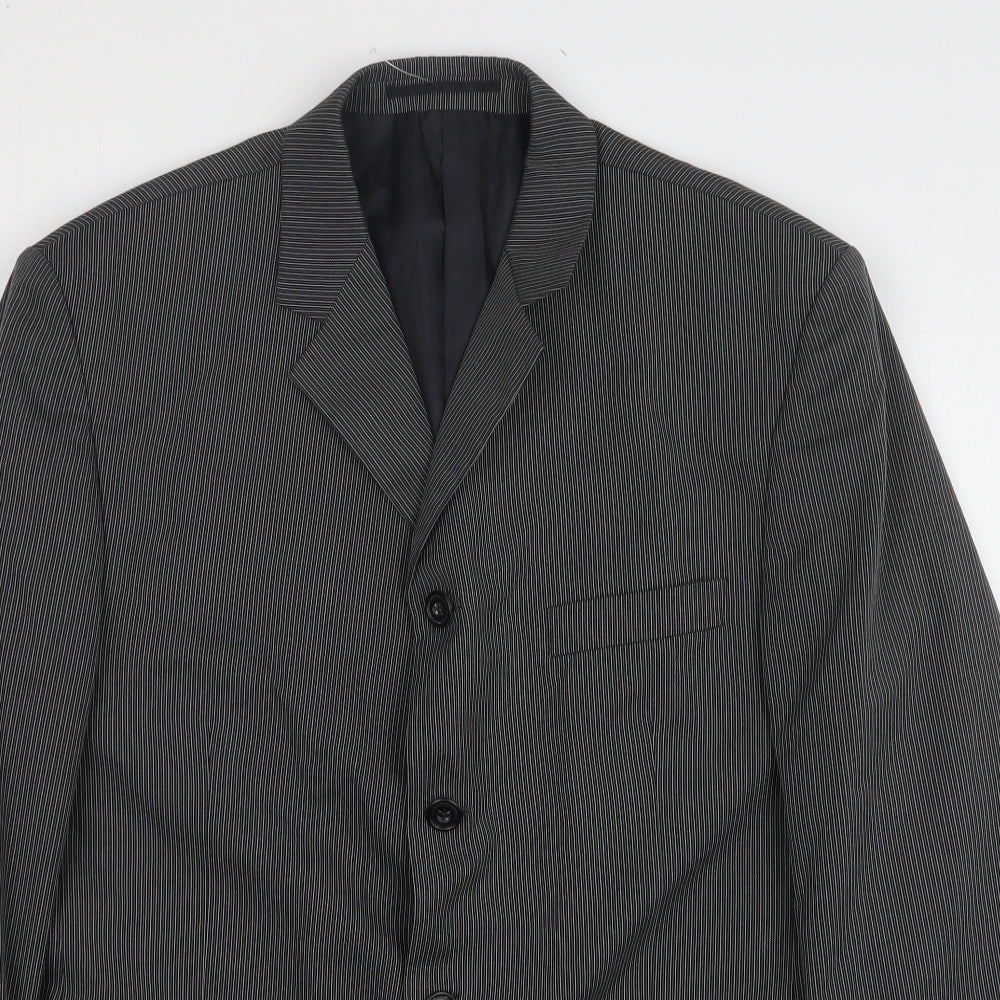 Willson Mens Grey Striped Polyester Jacket Suit Jacket Size 40